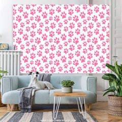Lofaris Pink Dog Paw Cartoon Themed Simple Birthday Backdrop