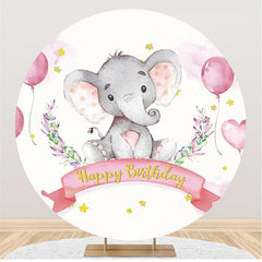 Round Maple Leaves And Bud Happy Birthday Backdrop