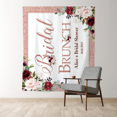 Lofaris Pink Floral And Glitter Bridal Brunch Shower Backdrop
