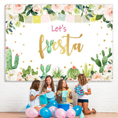Lofaris Pink Floral And Green Cactus Girls Birthday Backdrop
