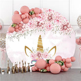 Lofaris Pink Floral And Unicorn Circle Baby Shower Backdrop