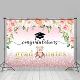 Lofaris Pink Floral Bokeh Congratulations Graduates Backdrop