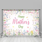 Lofaris Pink Floral Butterfly Themed Happy Mothers Day Backdrop