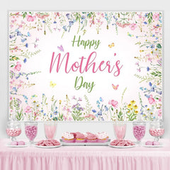 Lofaris Pink Floral Butterfly Themed Happy Mothers Day Backdrop