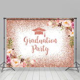 Lofaris Pink Floral Glitter Congratulation Graduats Party Backdrop