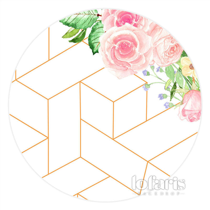 Lofaris Pink Floral Grace Simple Circle Birthday Backdrop