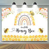 Lofaris Pink Floral Little Honey Bee Birthday Party Backdrop