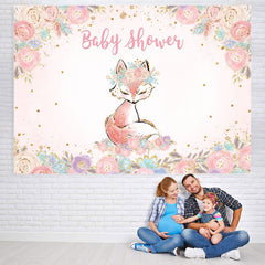 Lofaris Pink Florals and A Lovely Fox Baby Shower Backdrop