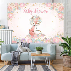 Lofaris Pink Florals and A Lovely Fox Baby Shower Backdrop