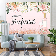 Lofaris Pink Flower Aged To Perfection Happy Birthday Backdrop