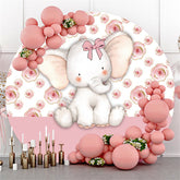 Lofaris Pink Flower And Elephant Circle Backdrop For Girls