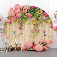 Circle Coconut Tree And Floral Round Summer Backdrop