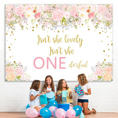 Lofaris Pink Flower Lovely Her Is Onederful Birthday Backdrop