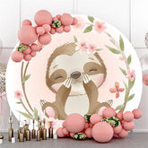 Lofaris Pink Flower Raccoon And Butterfly Theme Round Backdrop