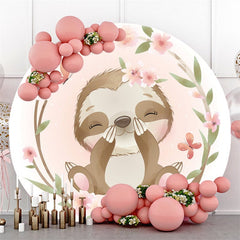Gold Glitter Angle Round White Baby Shower Backdorp