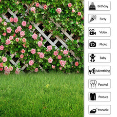 Lofaris Pink Flowers And Green Leaves On Fence Spring Backdrop