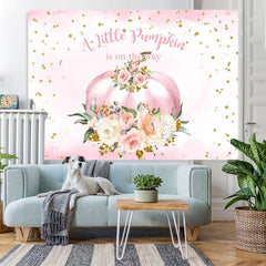 Lofaris Pink flowers pumpkin baby shower Backdrop for girl