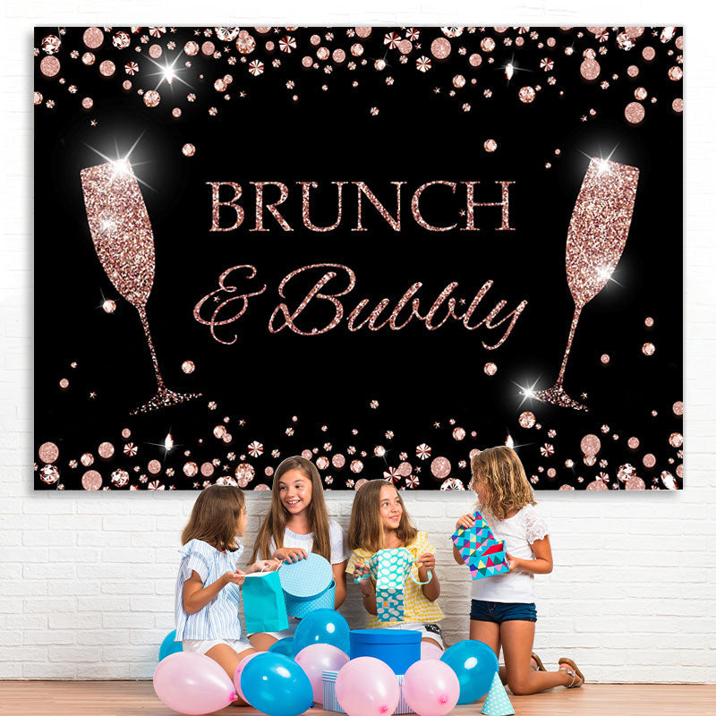 Lofaris Pink Glitter Brunch Bully Themed Girl Birthday Backdrop