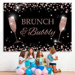 Lofaris Pink Glitter Brunch Bully Themed Girl Birthday Backdrop