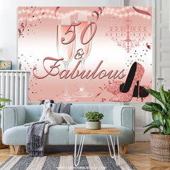 Lofaris Pink Glitter Heels 50th Fabulous Birthday Backdrop