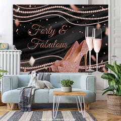 Lofaris Pink Glitter Heels And Black Birthday Party Backdrop