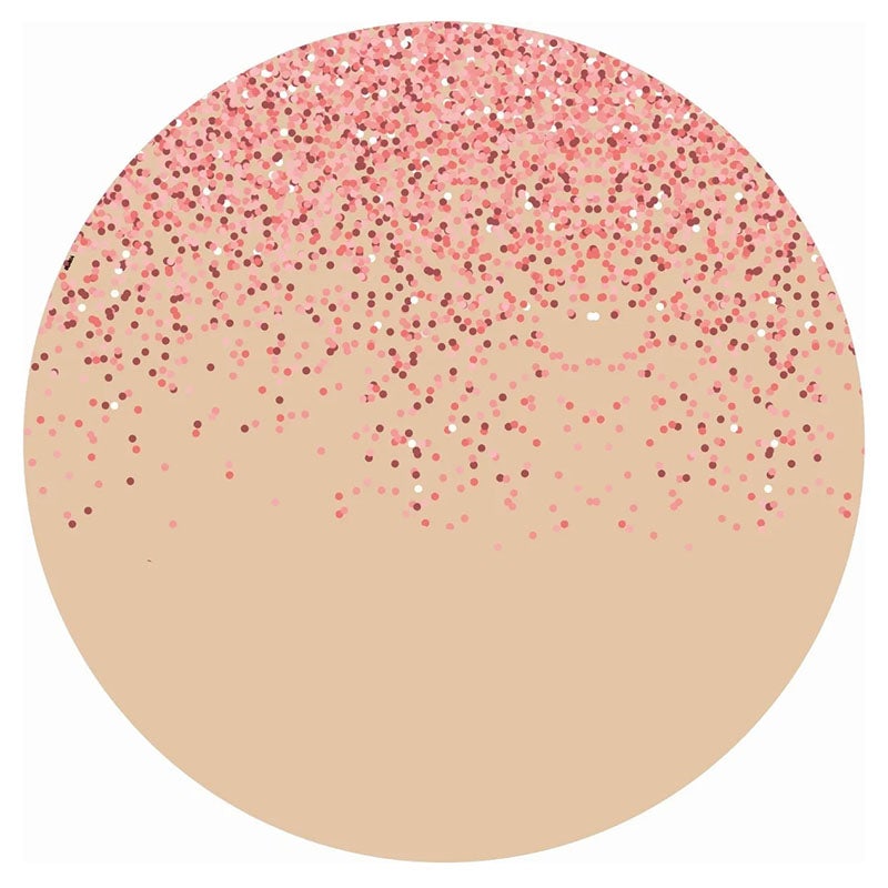 Lofaris Pink Glitter Round Beige Happy Birthday Backdrop Kit