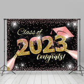 Lofaris Pink Gold Glitter Champagne 2023 Graduation Backdrop