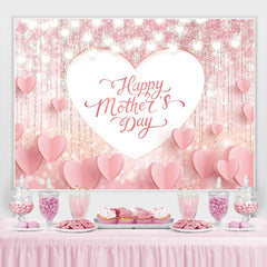 Lofaris Pink Heart And Glitter Bokeh Happy Mothers Day Backdrop