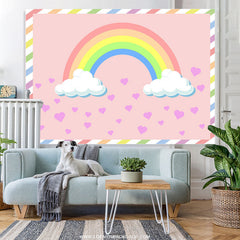 Lofaris Pink Heart And Rainbow Themed Baby Shower Backdrop