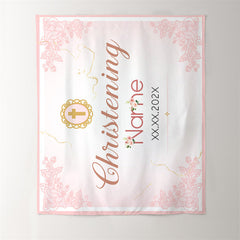 Lofaris Girl Pink Lace Christening Celebration Backdrop For Baptism