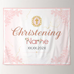 Lofaris Girl Pink Lace Christening Celebration Backdrop For Baptism