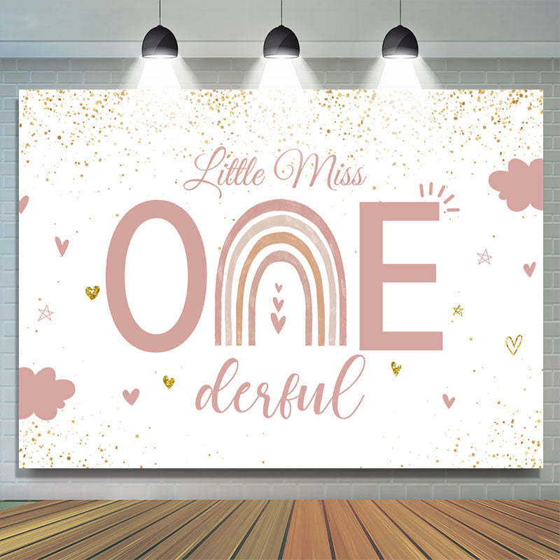 Lofaris Pink Little Miss One Derful Glitter Birthday Backdrop