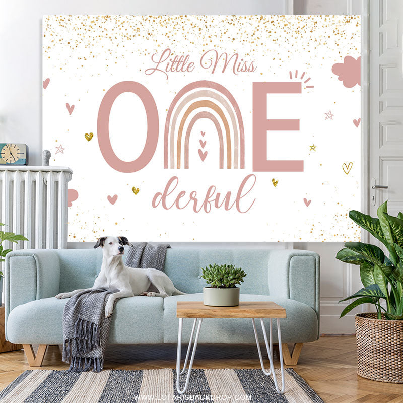 Lofaris Pink Little Miss One Derful Glitter Birthday Backdrop