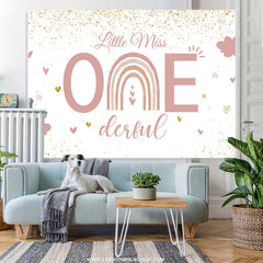Lofaris Pink Little Miss One Derful Glitter Birthday Backdrop