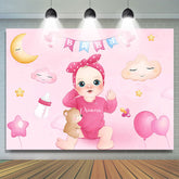 Lofaris Pink Little Princess Bear Baby Shower Backdrop