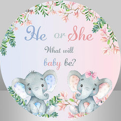 Lofaris Pink and Blue Elephant Round Baby Shower Decor Backdrop