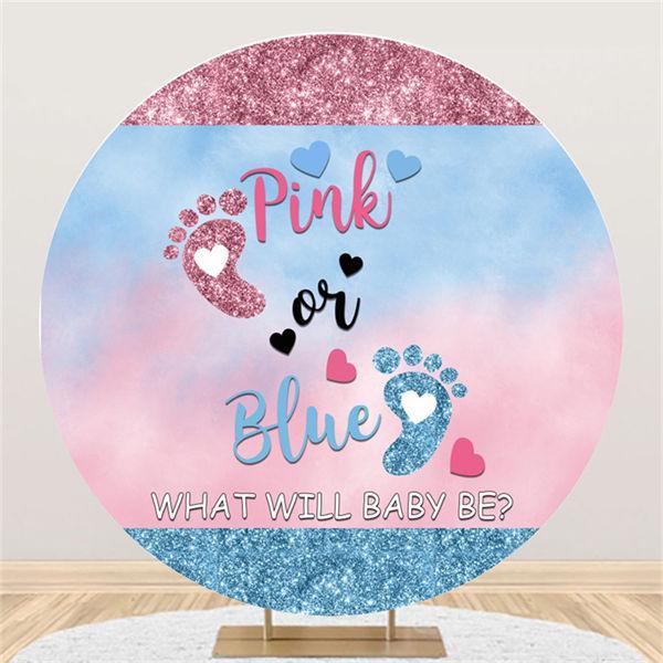 Lofaris Pink Or Blue Gender Reveal Circle Baby Shower Backdrop