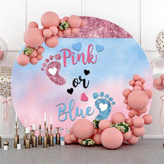 Round Pink Flower And Trees Happy Birthday Backdrop