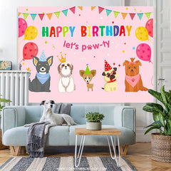 Lofaris Pink Puppy Dog Balloon Pet Party Birthday Backdrop