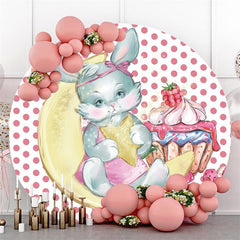 Sleep On The Cloud Bear Round Baby Shower Backdrop