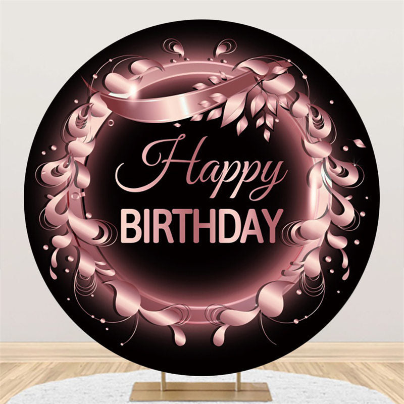 Lofaris Pink Ring Leaf Happy Birthday Circle Backdrop For Party