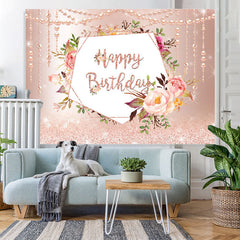 Lofaris Pink Rose And Pearl Glitter Birthday Backdrop For Girl