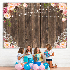 Lofaris Pink Rose With Lights Wooden Birthday Backdrop For Girl