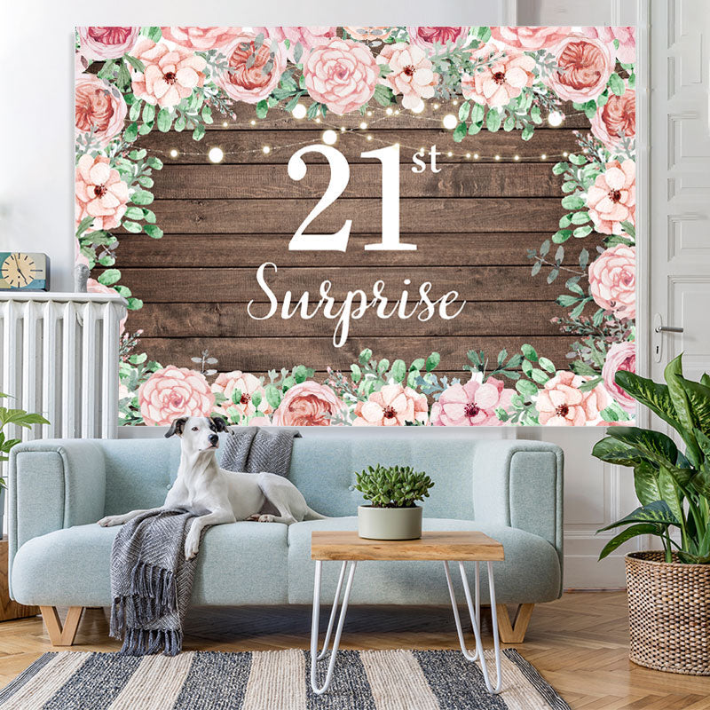 Lofaris Pink rose wood 21st birthday Photoshoot Backdrop