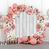 Lofaris Pink Roses Custom Round Wood Backdrop For Decoration