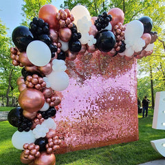 Lofaris Rose Pink Shimmer Wall Panels For Birthday Party Decorations