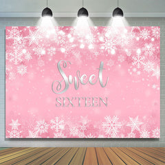 Lofaris Pink Snowflake Winter Girl Sweet Sixteen Birthday Backdrop