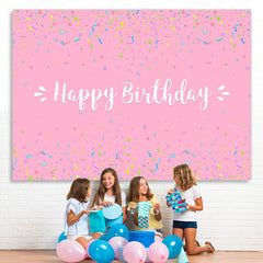 Lofaris Pink Solid Happy Birthday Party Backdrop for Girls