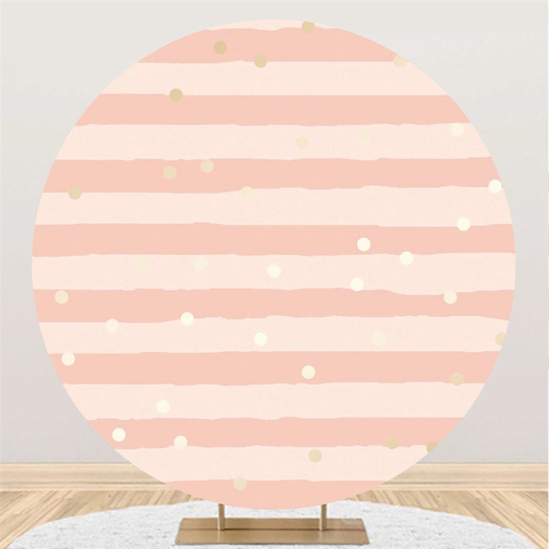 Lofaris Pink Stripes And Spot Round Happy Birthday Party Backdorp