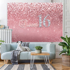 Lofaris Pink Sweet Diamond 16 Happy Birthday Backdrop Girls